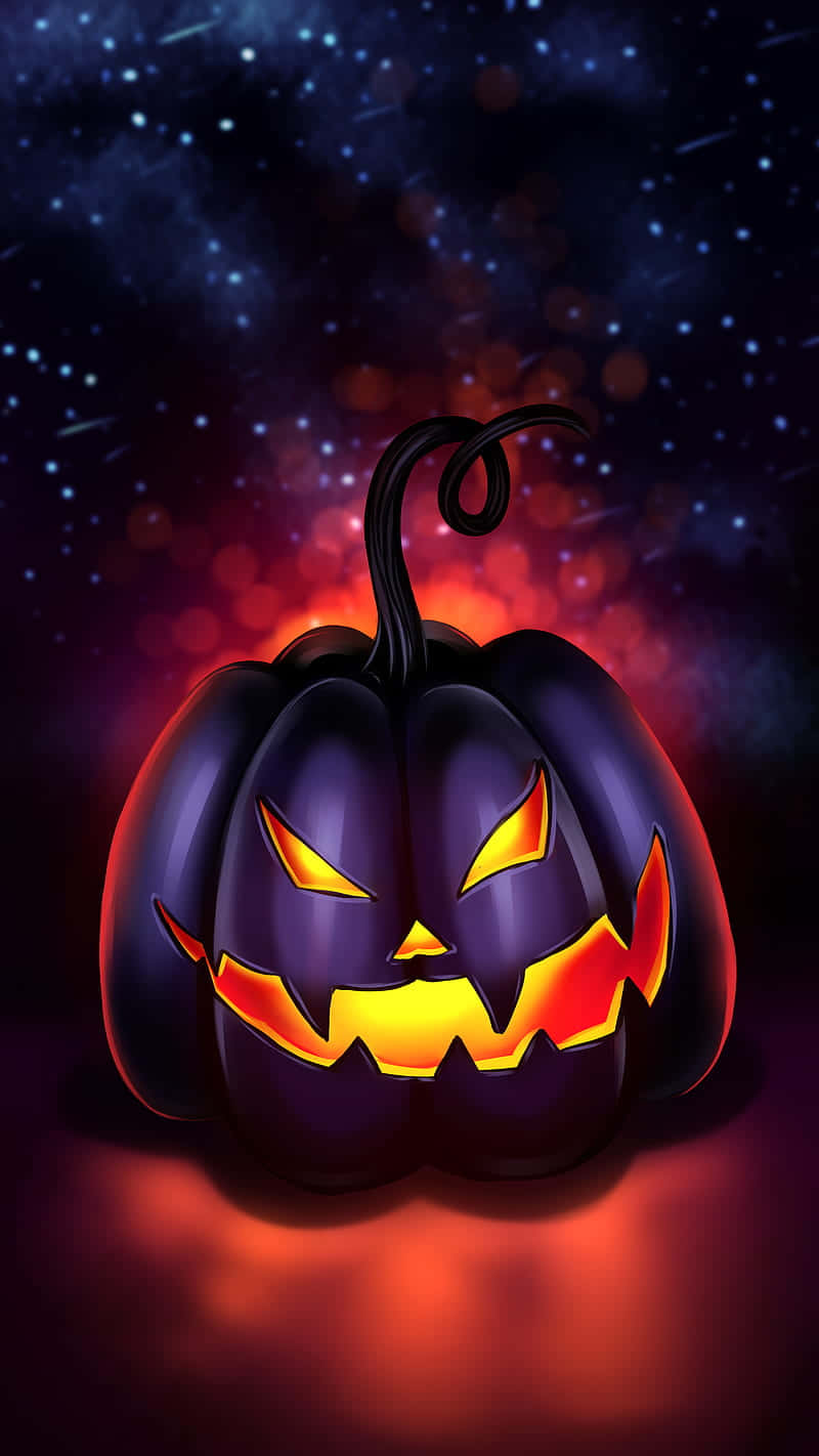 glowing purple jack-o'-lantern, jagged grin, fiery eyes, HD Phone Wallpaper