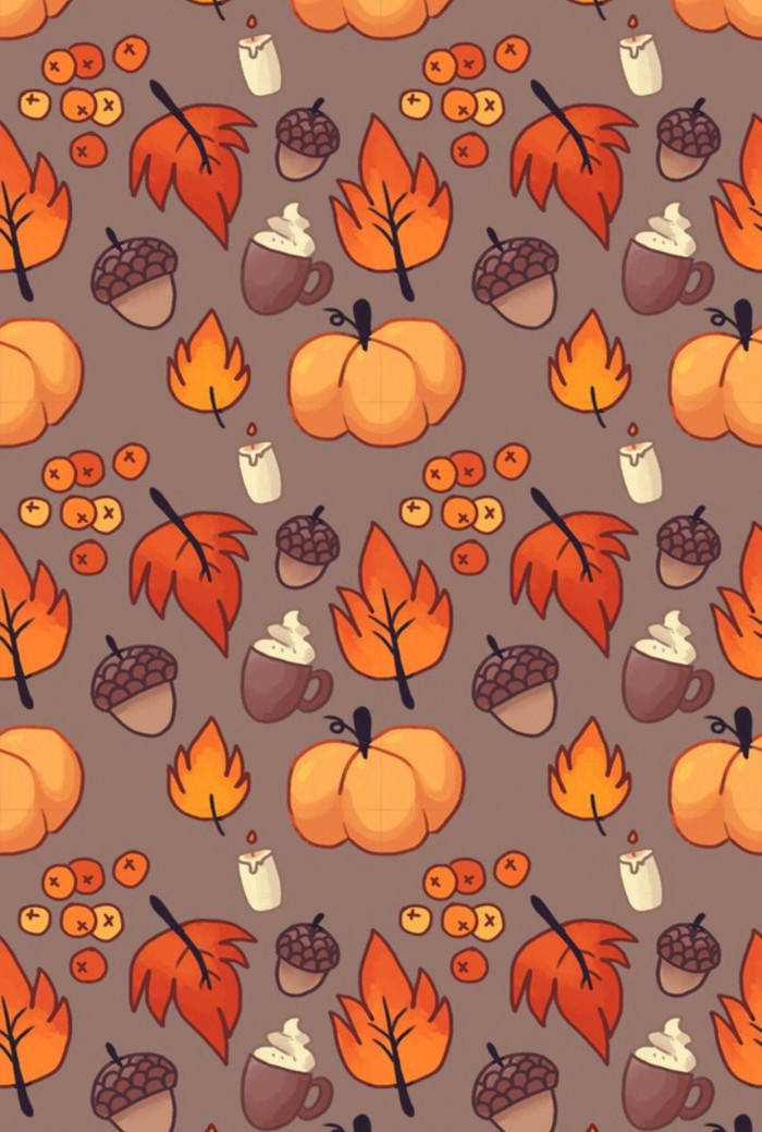pumpkins, acorns, maple leaves, SD Phone Wallpaper