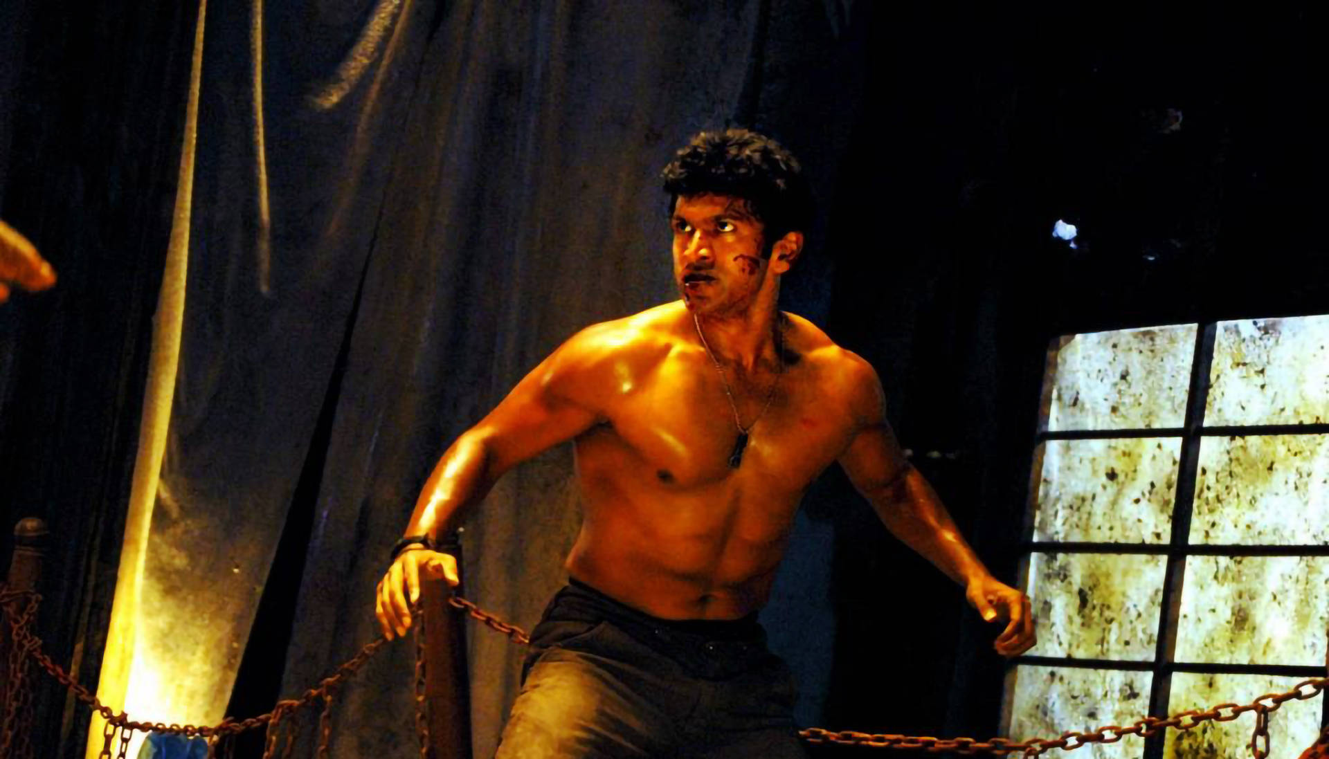 Puneeth Rajkumar, fighting in the ring, dimly lit room, Full HD Desktop Wallpaper