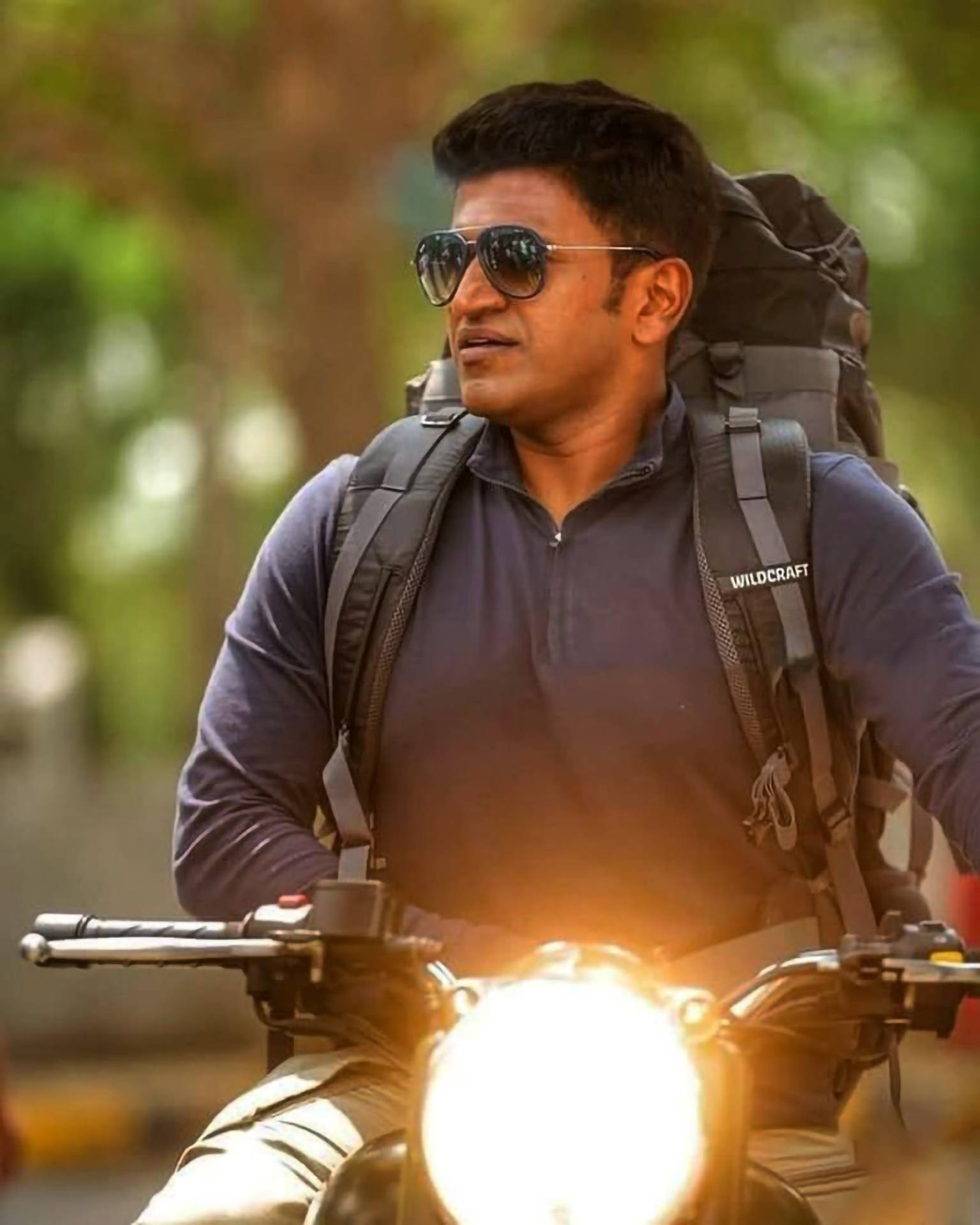 Puneeth Rajkumar, motorcycle, bright headlight, Full HD Phone Wallpaper