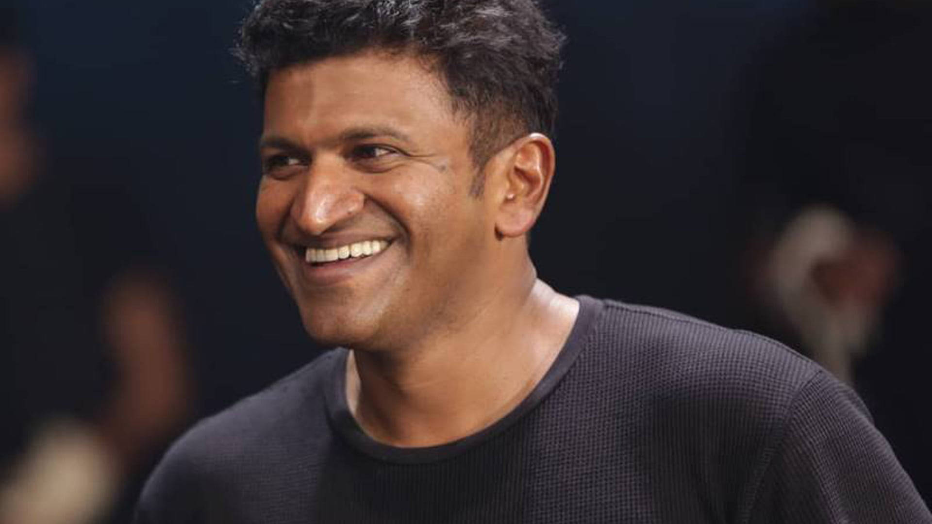 Puneeth Rajkumar, dark hair, dark textured shirt, Full HD Desktop Wallpaper