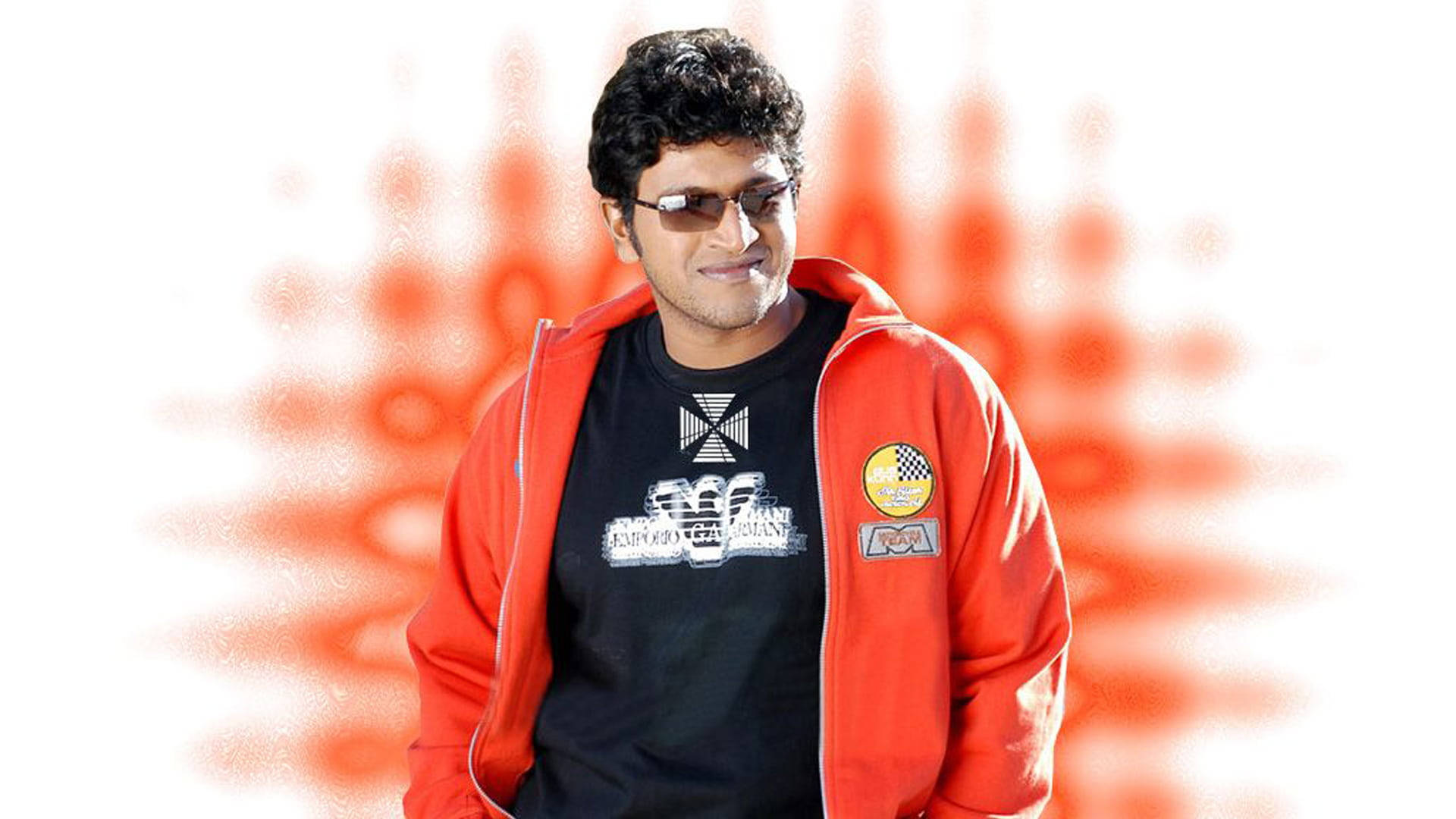 Puneeth Rajkumar, red hoodie, sunglasses, Full HD Desktop Wallpaper