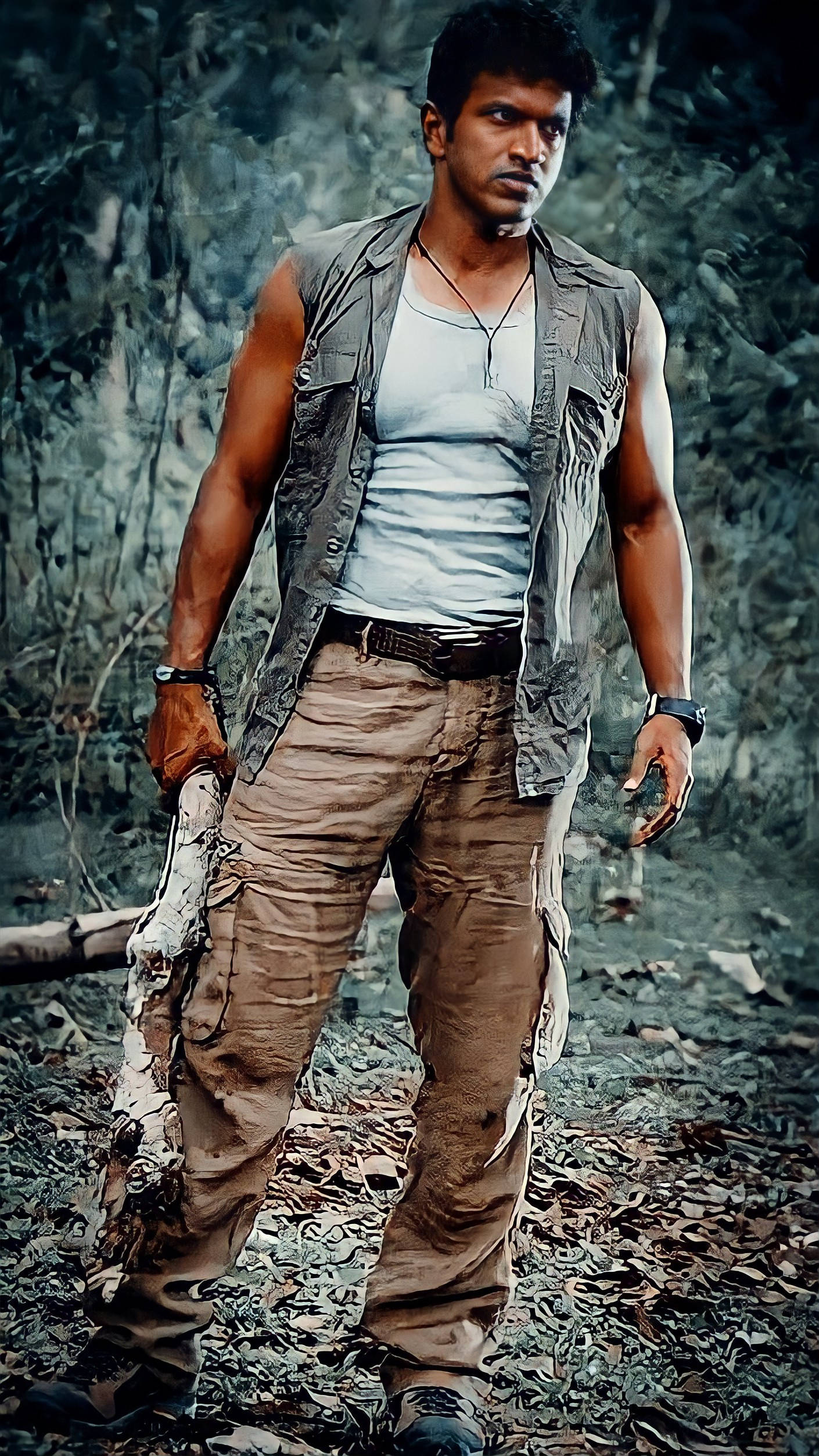 Puneeth Rajkumar, forest, rugged gear, Full HD Phone Wallpaper