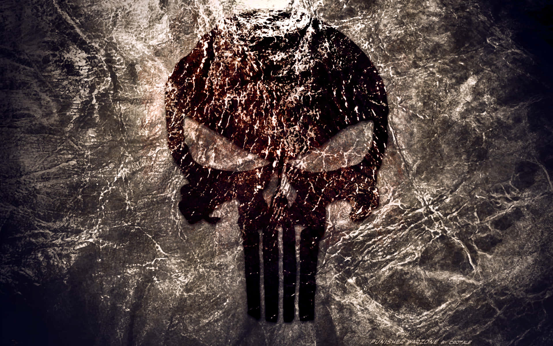 Punisher, skull emblem, shattered glass texture, Full HD Desktop Wallpaper