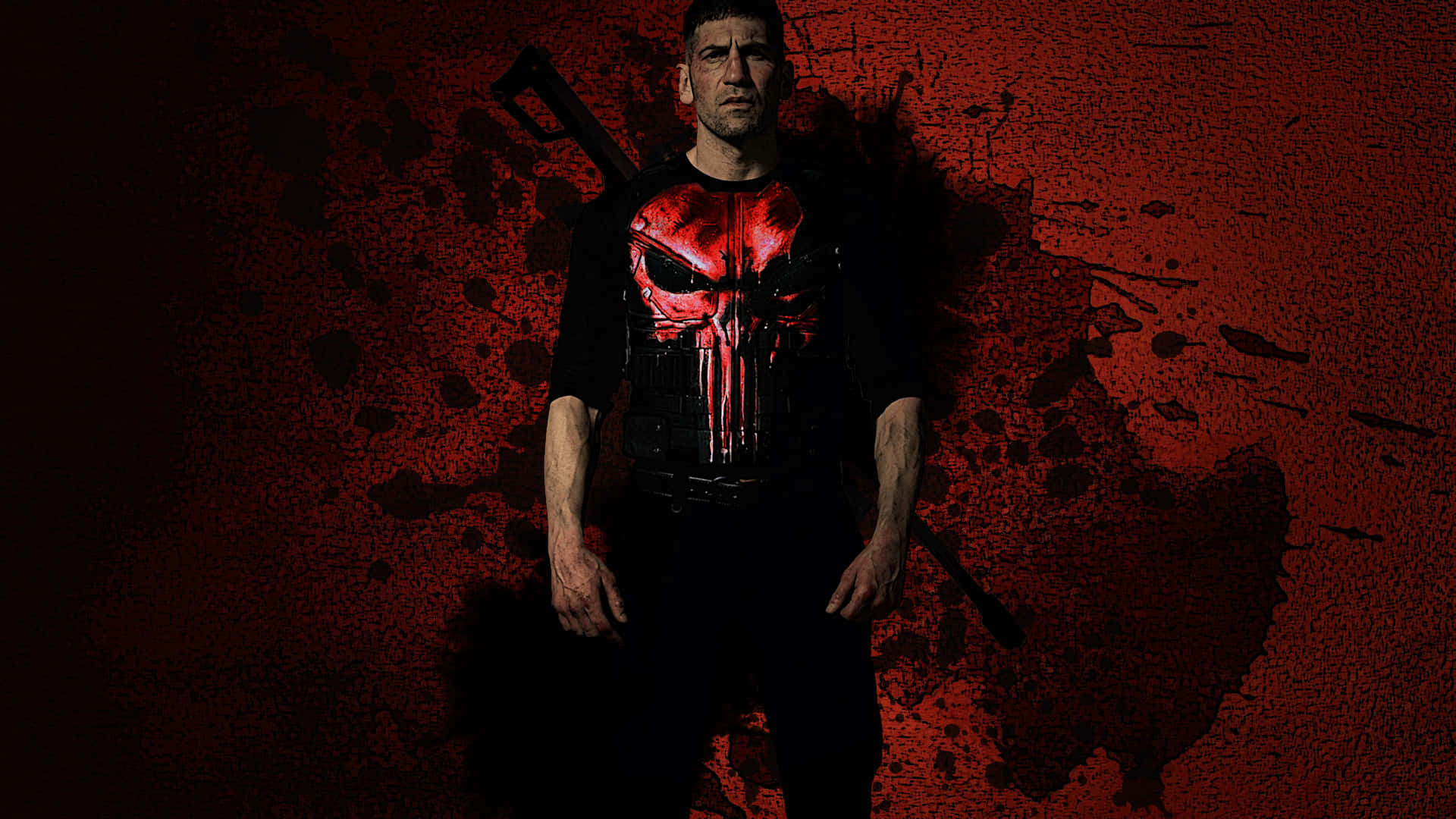 Punisher Desktop, black shirt, red skull emblem, Full HD Desktop Wallpaper
