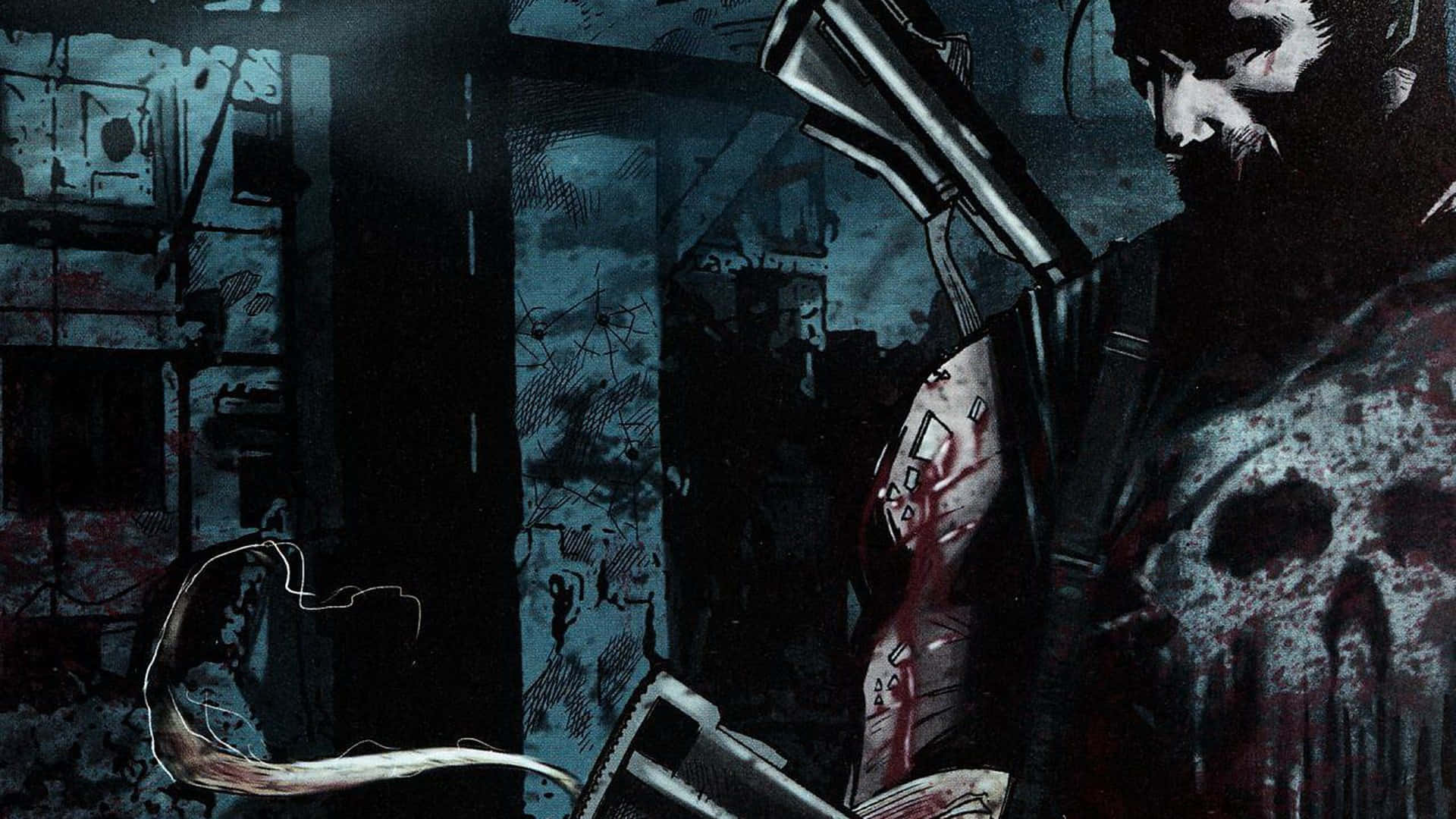 Punisher, skull tattoo, shotgun, Full HD Desktop Wallpaper