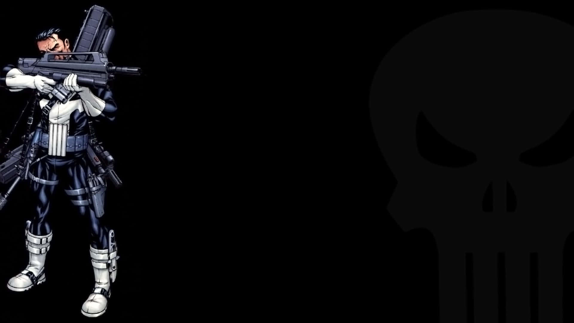 Punisher, black and white, rifle, Full HD Desktop Wallpaper