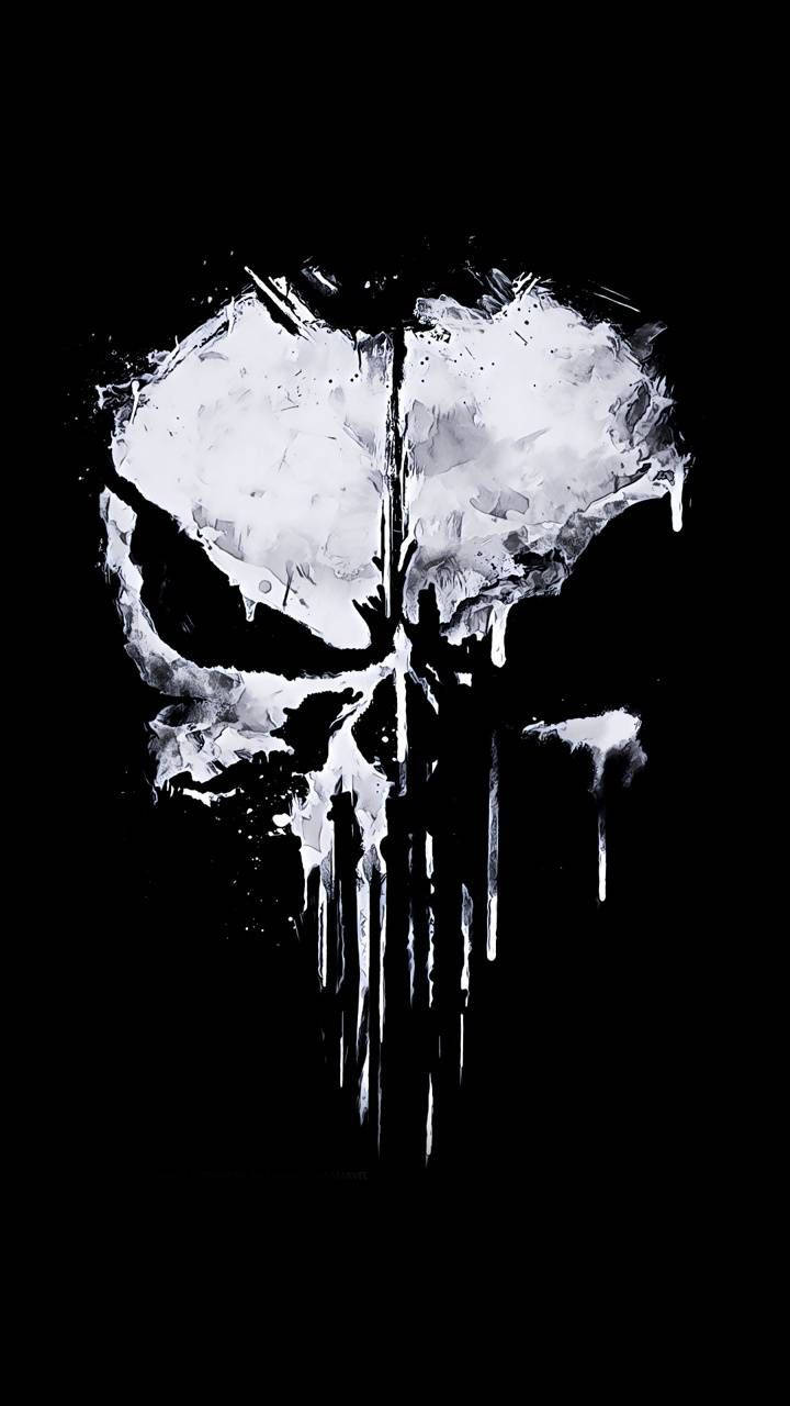 Punisher Skull, stark white skull, dripping paint effect, HD Phone Wallpaper