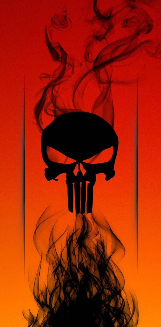 Punisher Skull, black skull silhouette, three vertical bars on its chin, HD Phone Wallpaper