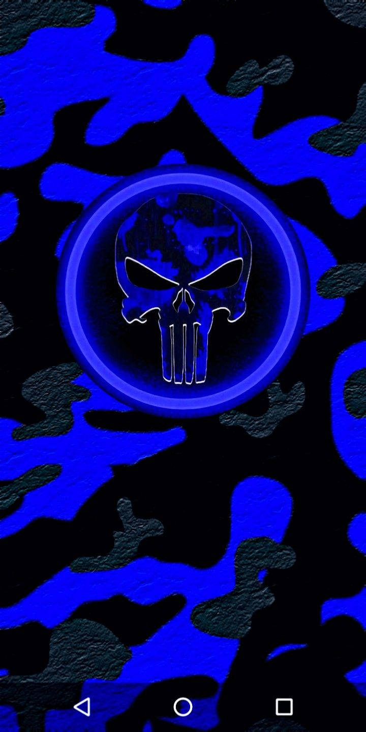 Punisher Skull, Neon Blue, dark blue, HD Phone Wallpaper