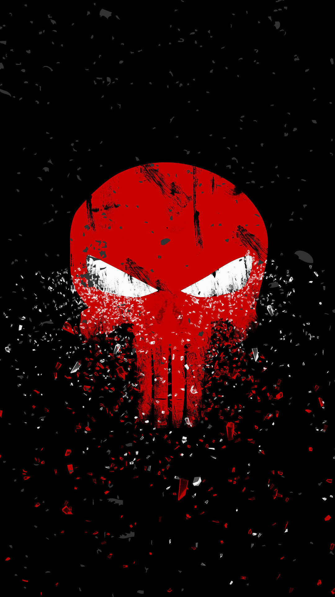 Punisher Skull, red skull, white eyes, Full HD Phone Wallpaper