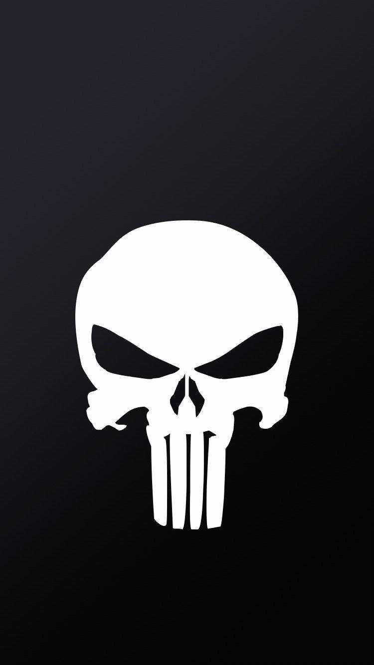Punisher Skull, white skull logo, three vertical bars, HD Phone Wallpaper