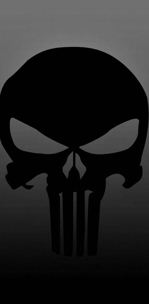 Punisher Skull, black, three vertical blades, SD Phone Wallpaper