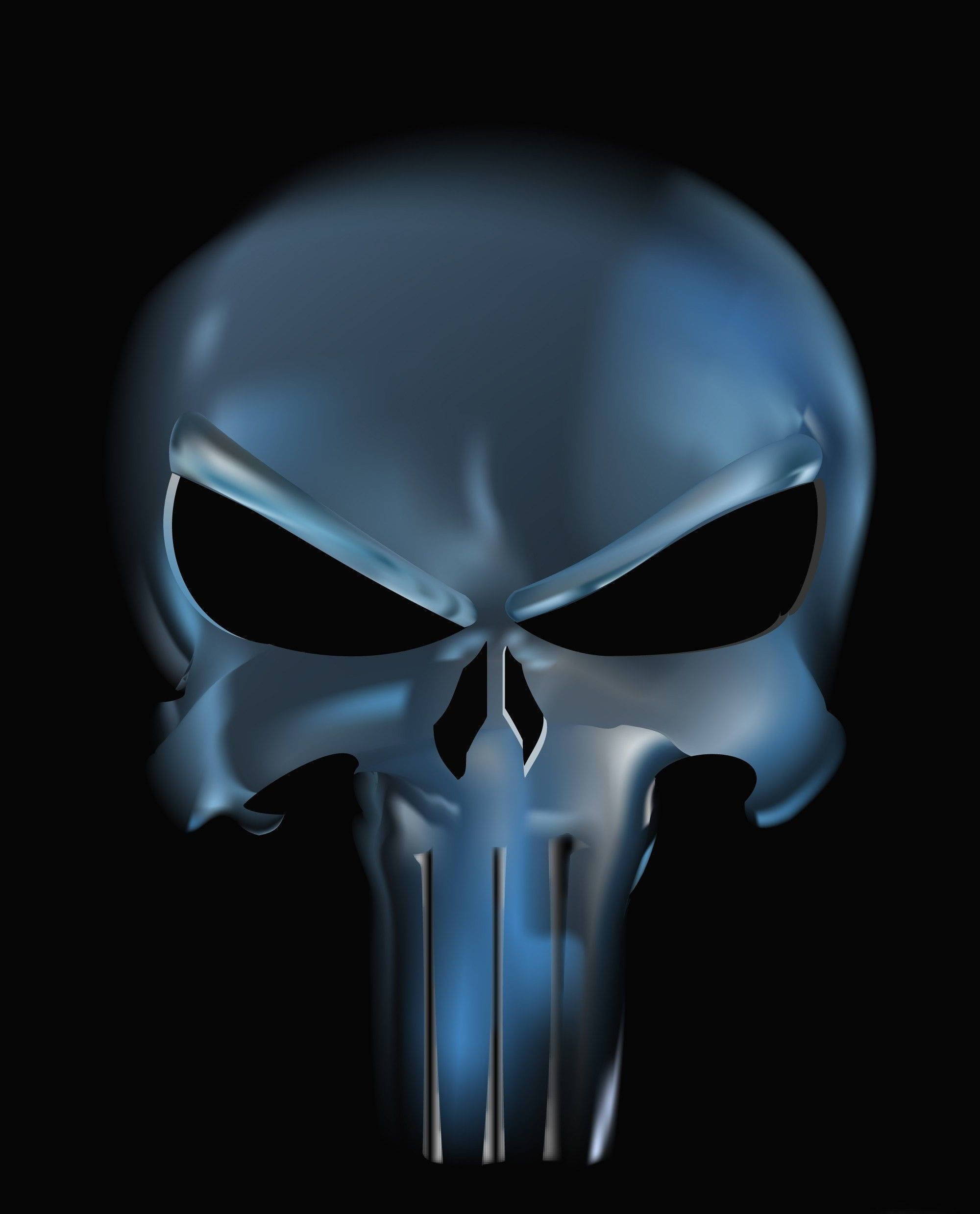Punisher Skull, metallic blue, hollow eyes, Full HD Phone Wallpaper