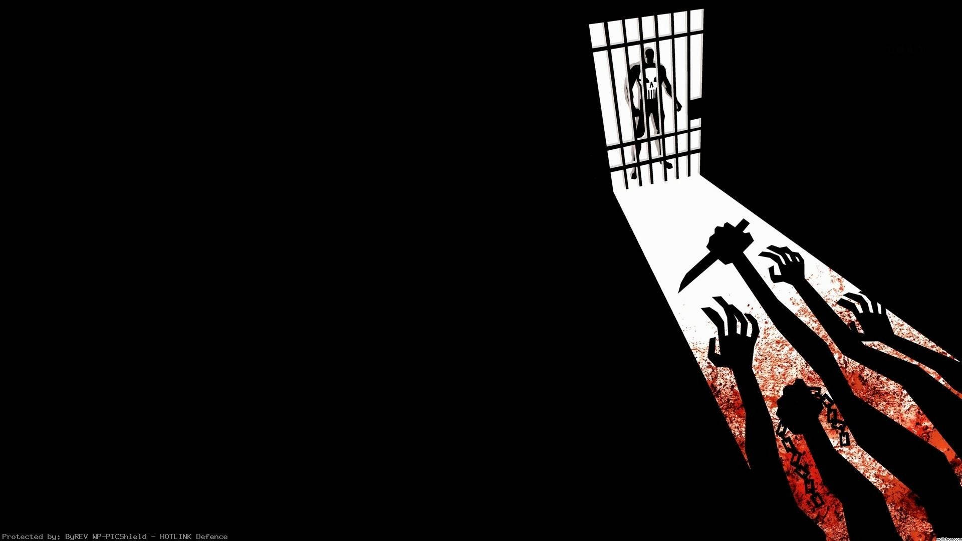 The Punisher, jail, silhouetted figure, Full HD Desktop Wallpaper