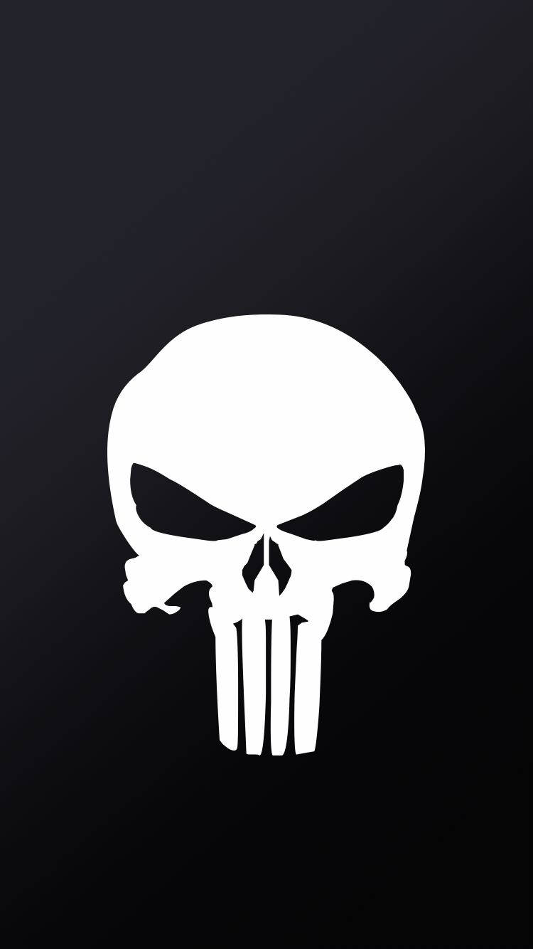 Punisher, black background, white skull logo, HD Phone Wallpaper