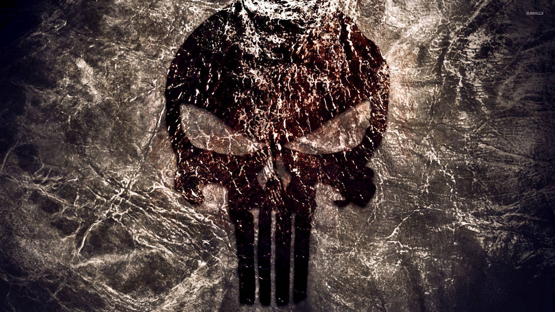 Punisher, skull, three vertical bars, Full HD Desktop Wallpaper