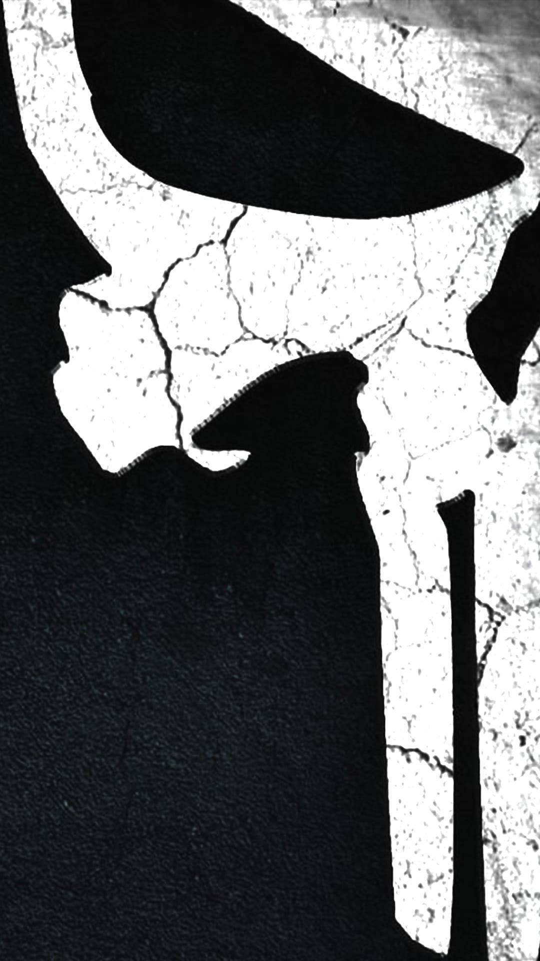 Punisher, skull silhouette, cracked texture, Full HD Phone Wallpaper