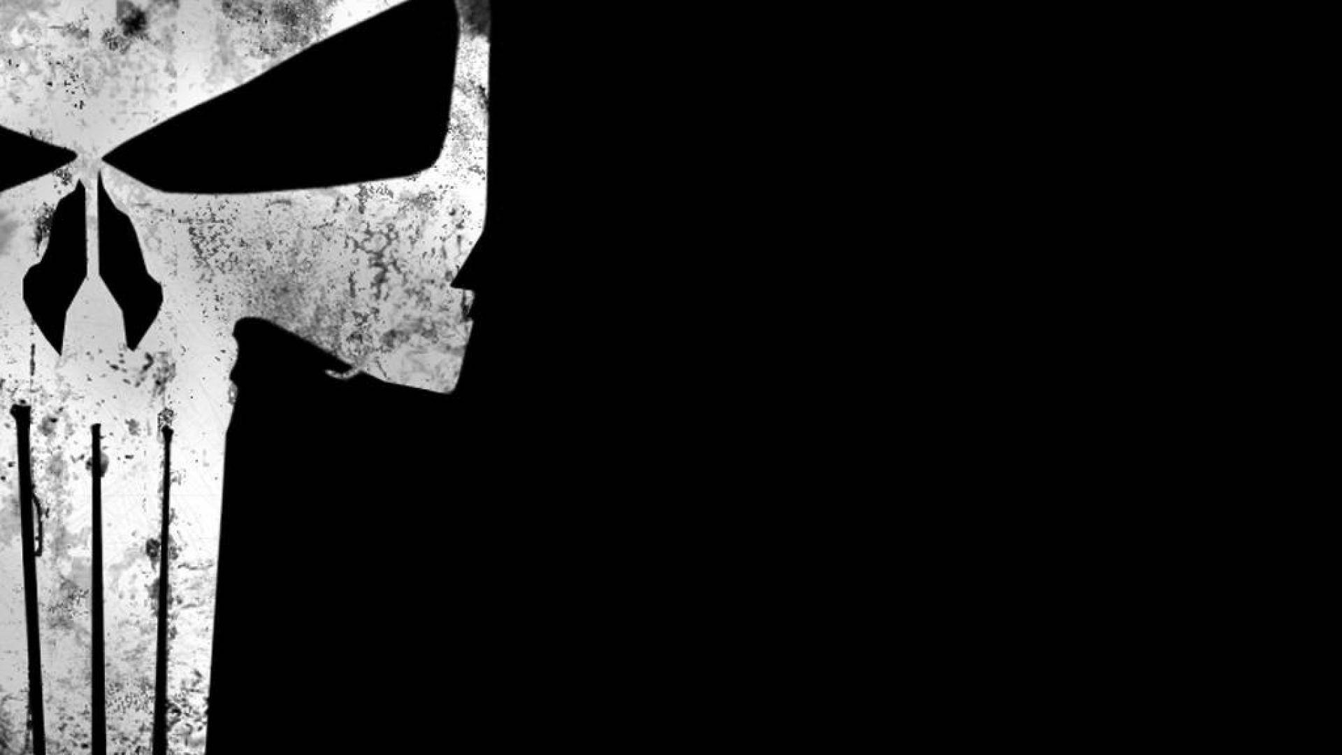 Punisher, skull logo, white skull, Full HD Desktop Wallpaper