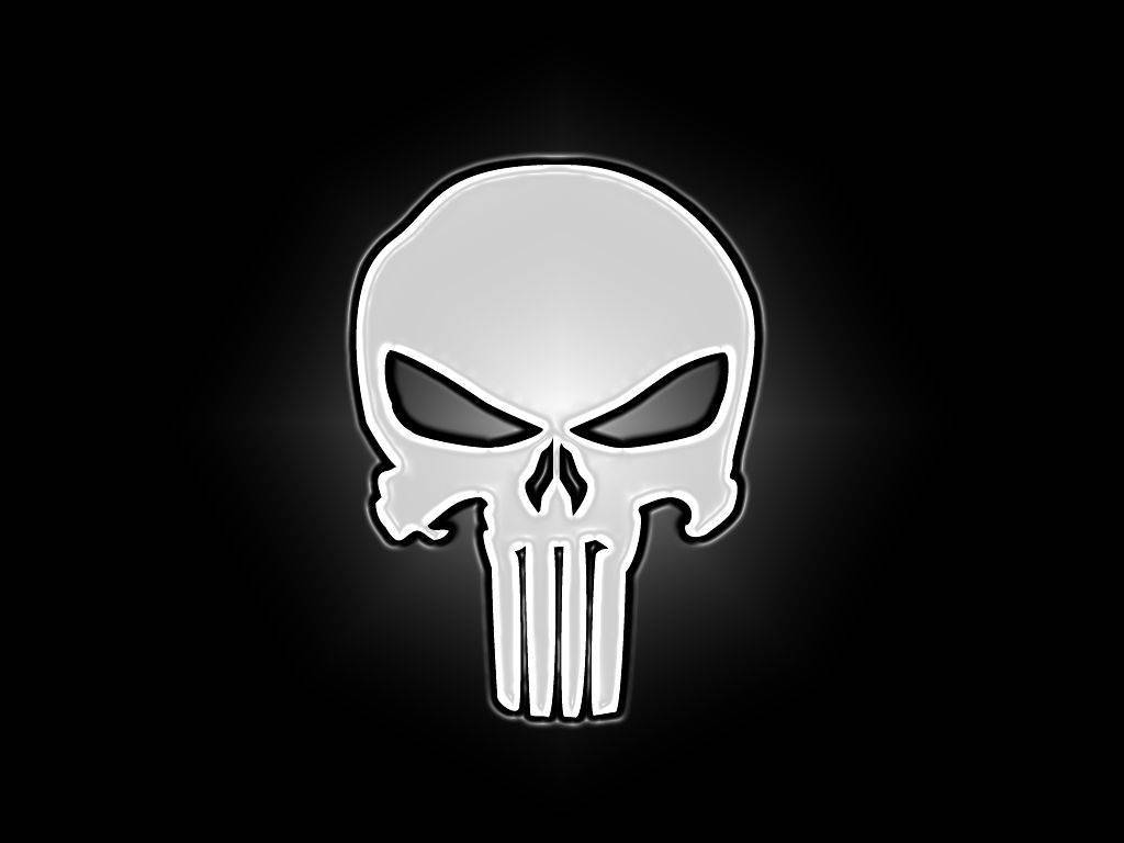 Punisher, skull, glowing white, SD Desktop Wallpaper