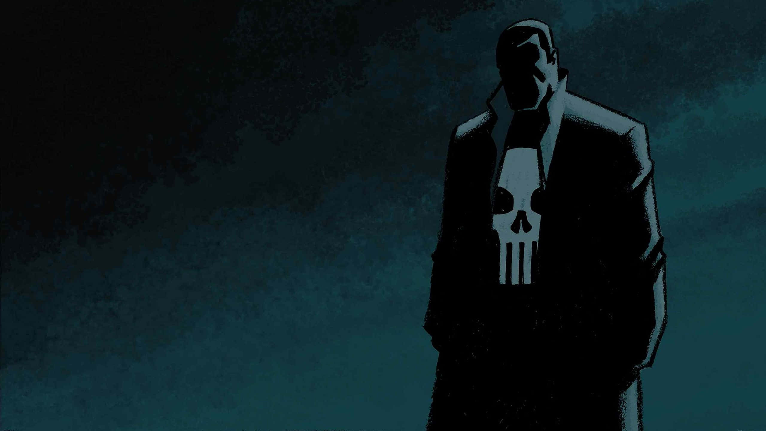 Punisher, black suit, white skull emblem, 2K Desktop Wallpaper