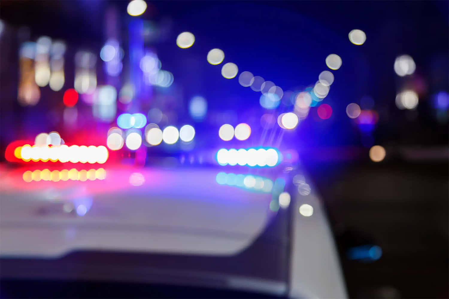 Punisher, red and blue lights, bokeh city lights, HD Desktop Wallpaper