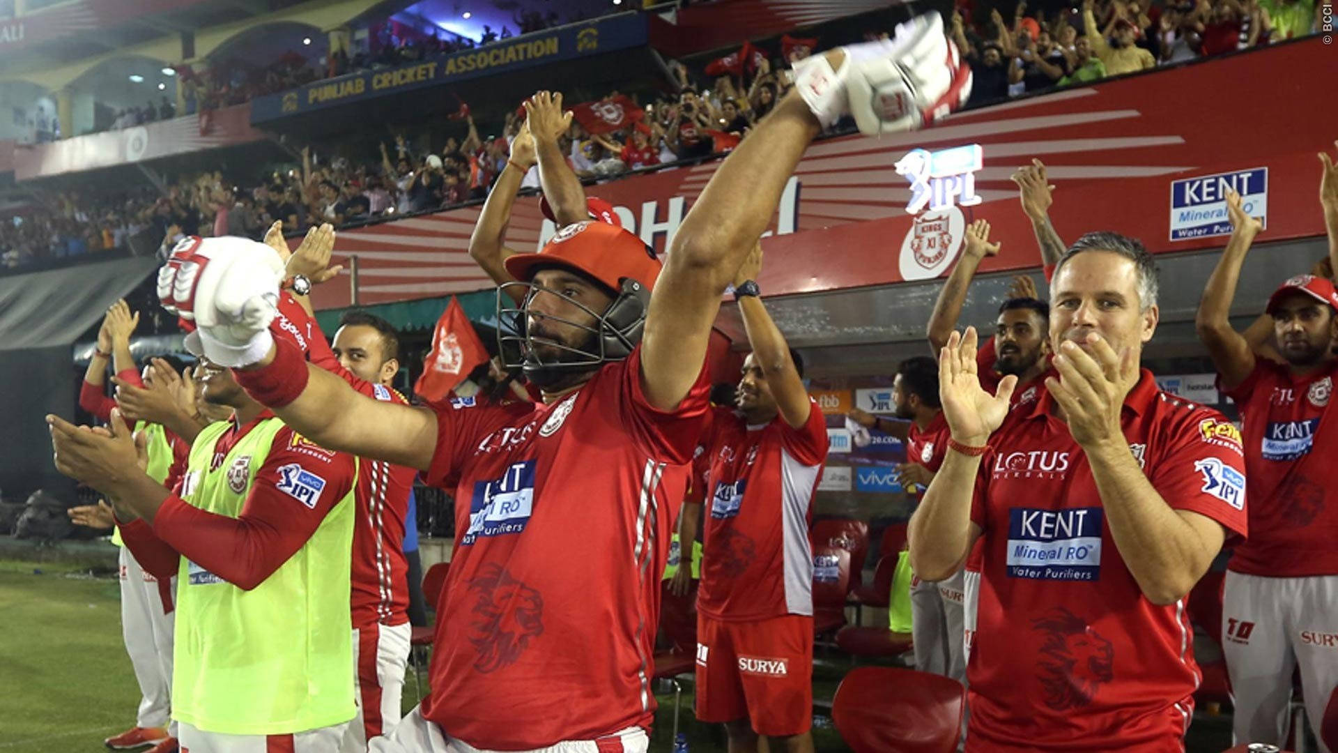 Punjab Kings, red uniforms, stadium field, Full HD Desktop Wallpaper