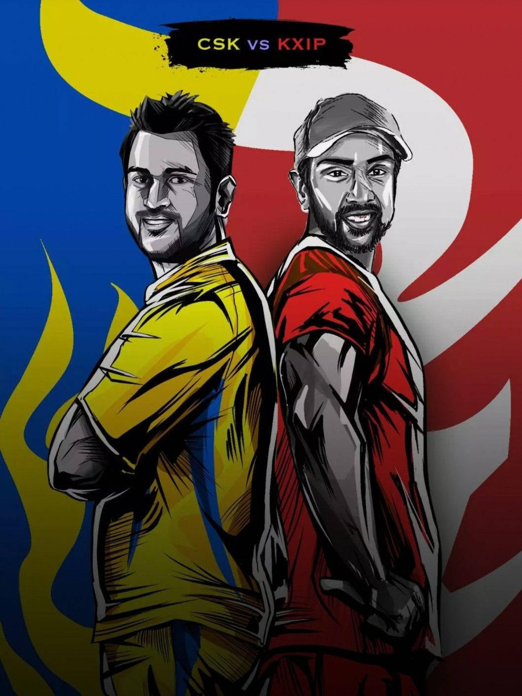Punjab Kings, yellow and red jerseys, bold blue red and yellow abstract background, HD Phone Wallpaper