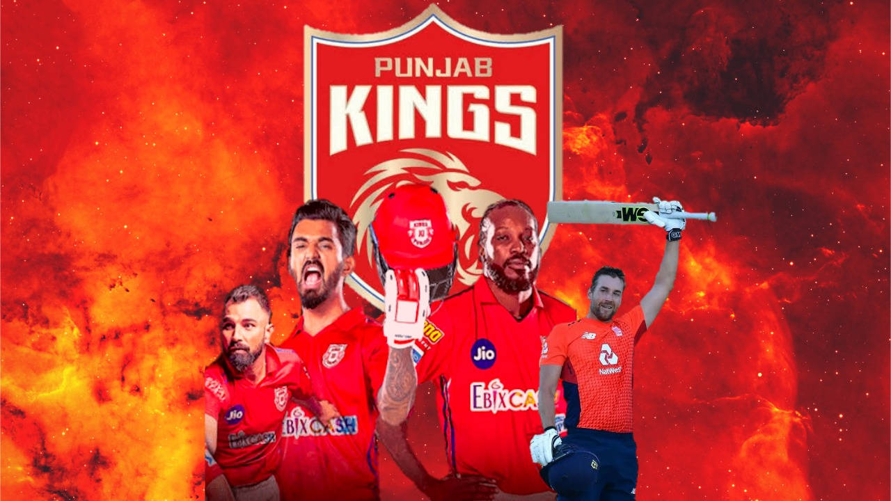 Punjab Kings, red jerseys, fiery orange and red cosmic background, HD Desktop Wallpaper