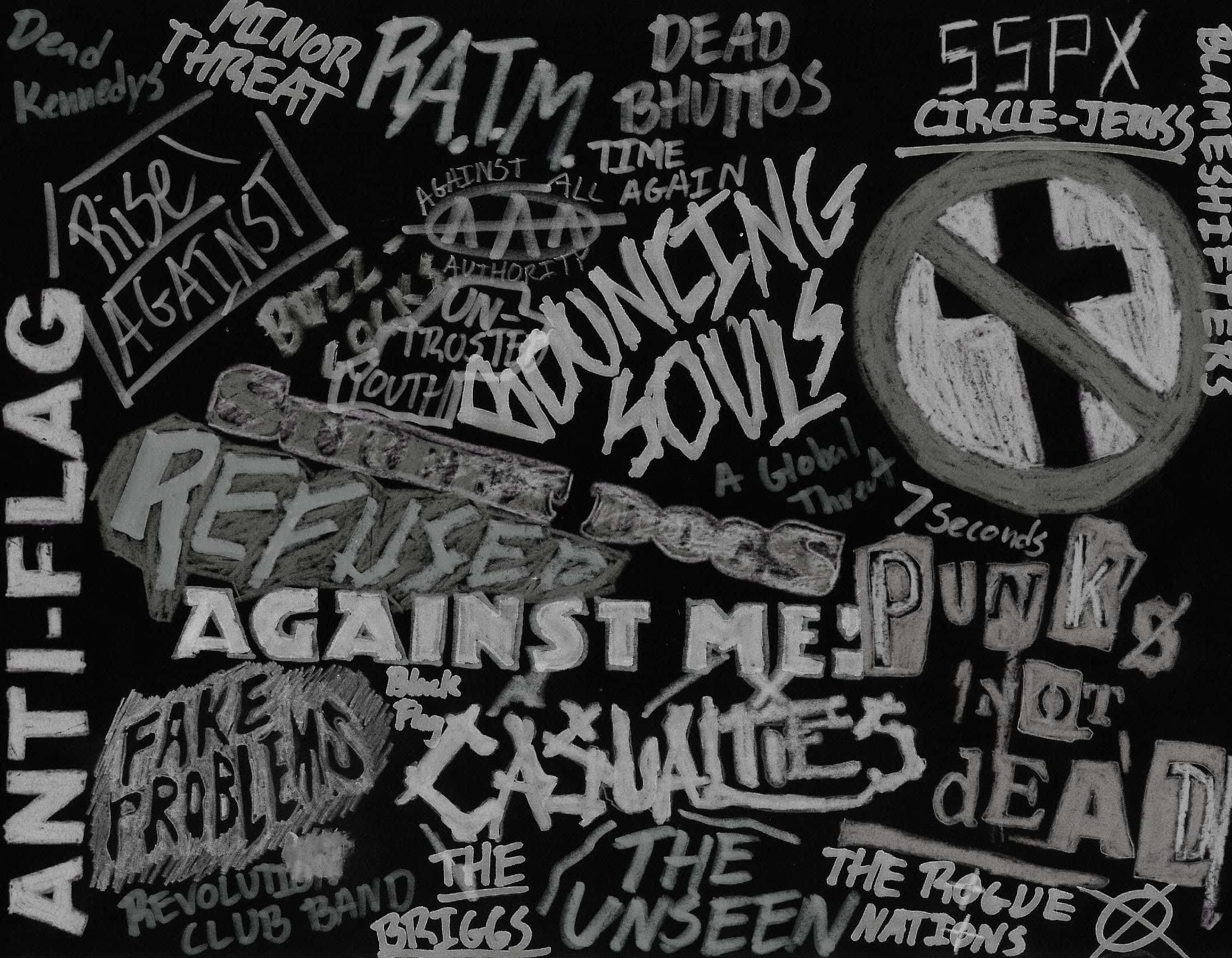 punk rock, graffiti wall, punk band names, Full HD Desktop Wallpaper