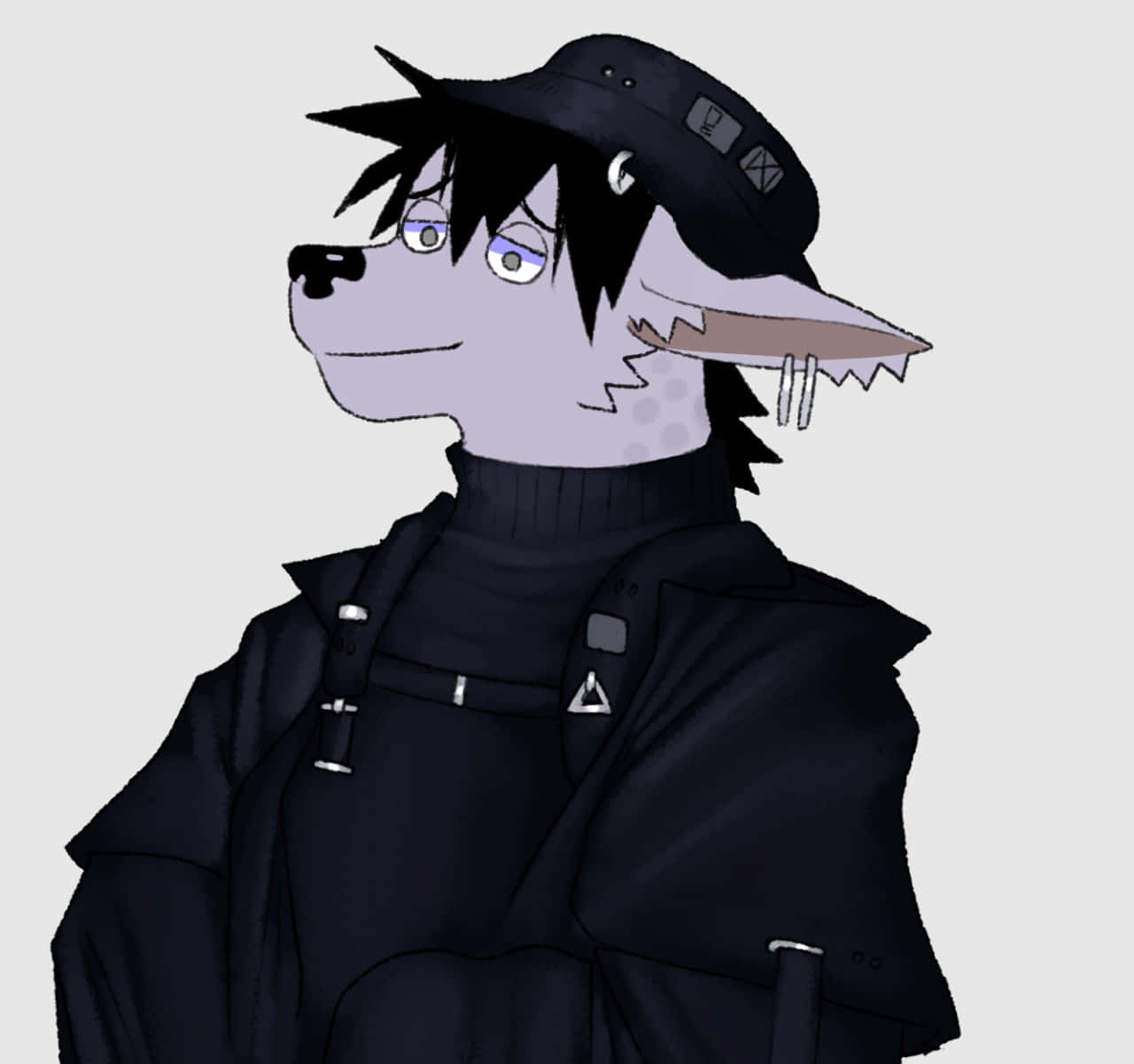 punk wolf, black hair, sharp teeth, HD Desktop Wallpaper