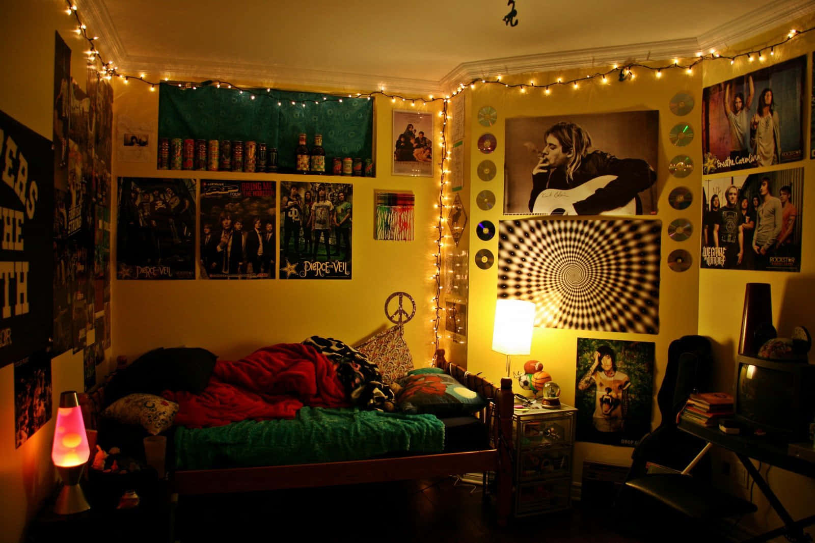 Punk, yellow walls, posters, HD Desktop Wallpaper