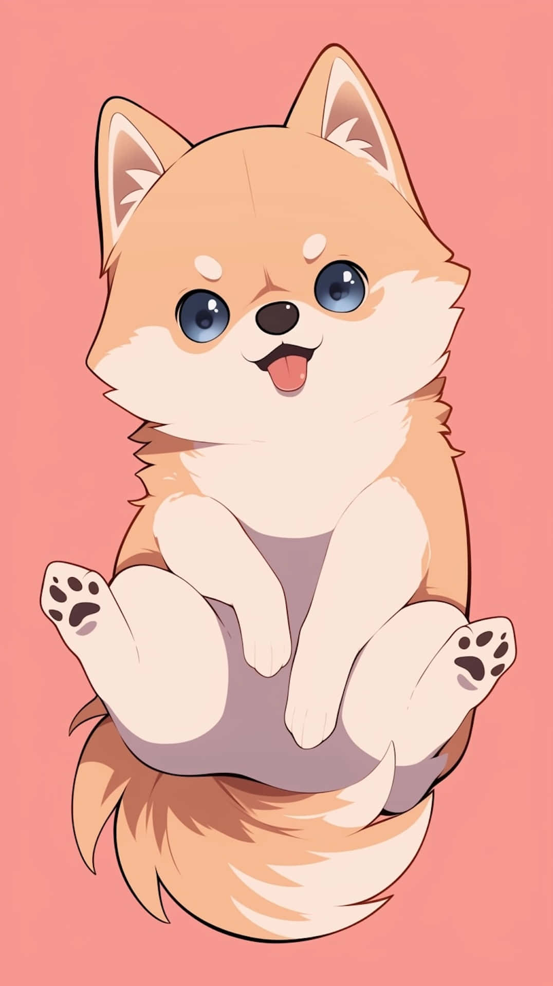 anime puppy, big blue eyes, soft pink background, Full HD Phone Wallpaper