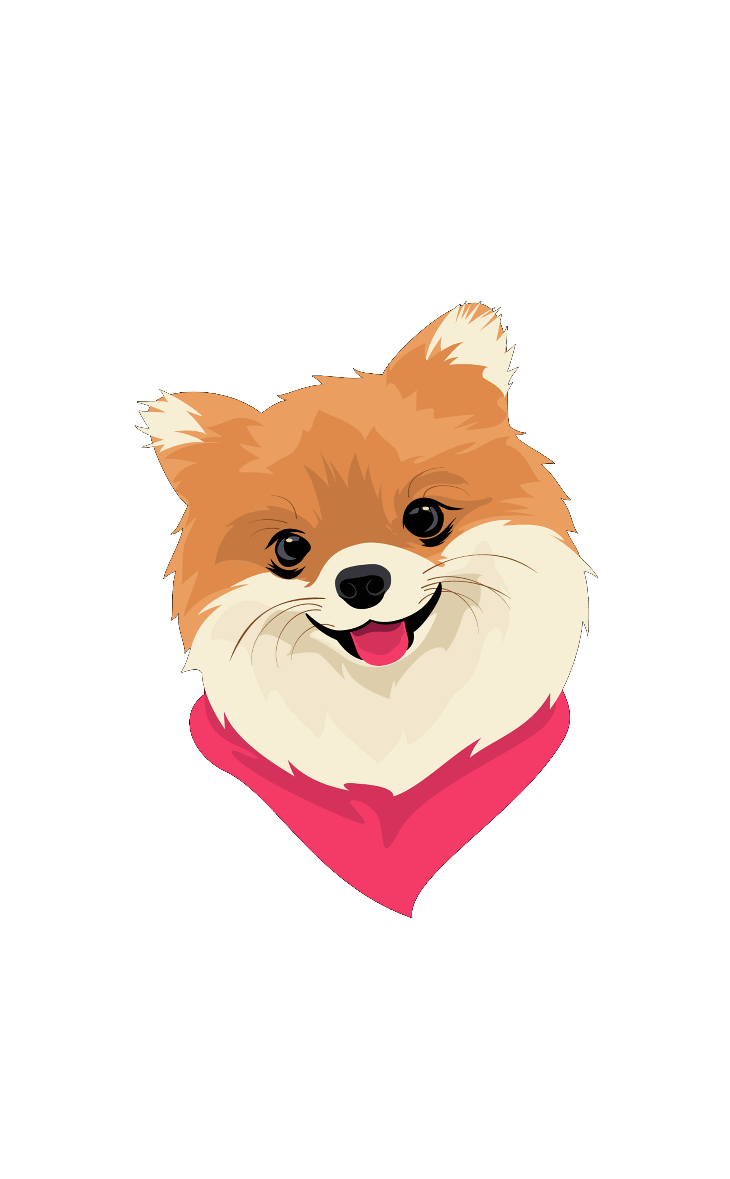 Pomeranian dog, fluffy orange and white fur, bright pink bandana, 4K Phone Wallpaper