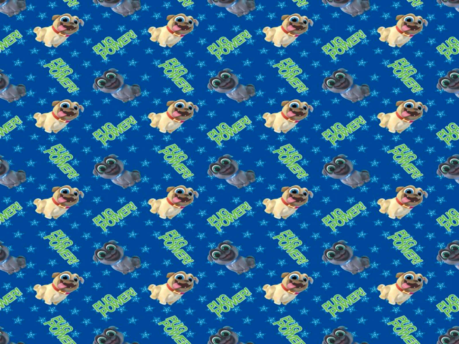 Puppy Dog Pals, cartoon pugs, blue background, HD Desktop Wallpaper
