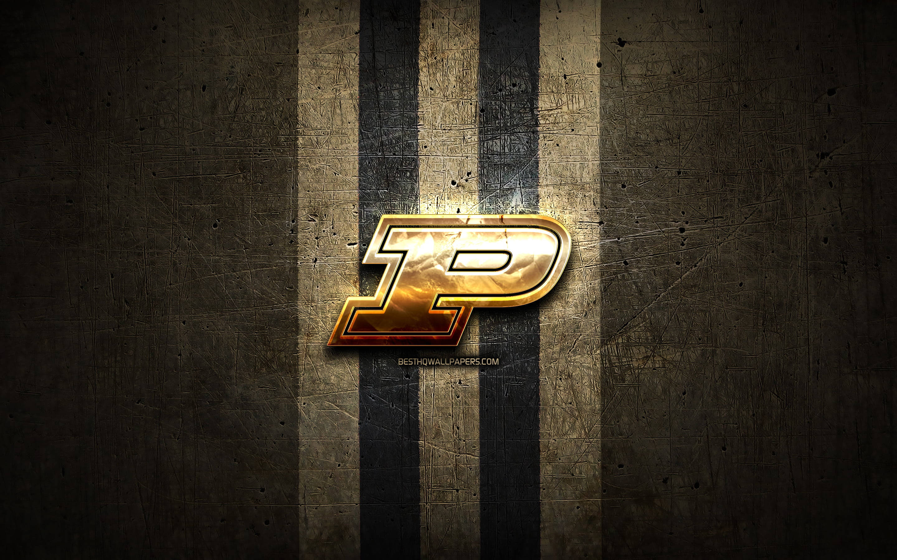 Purdue University, bell tower, glowing golden letter P emblem, 2K Desktop Wallpaper