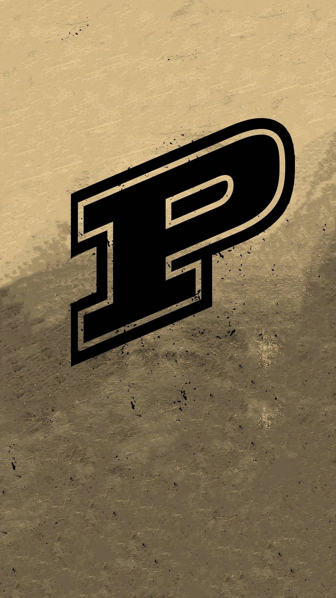 Purdue University, black letter P, white outline, Full HD Phone Wallpaper