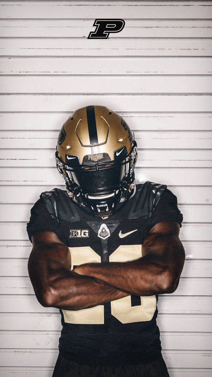 Purdue University, black and gold uniform, football player, SD Phone Wallpaper