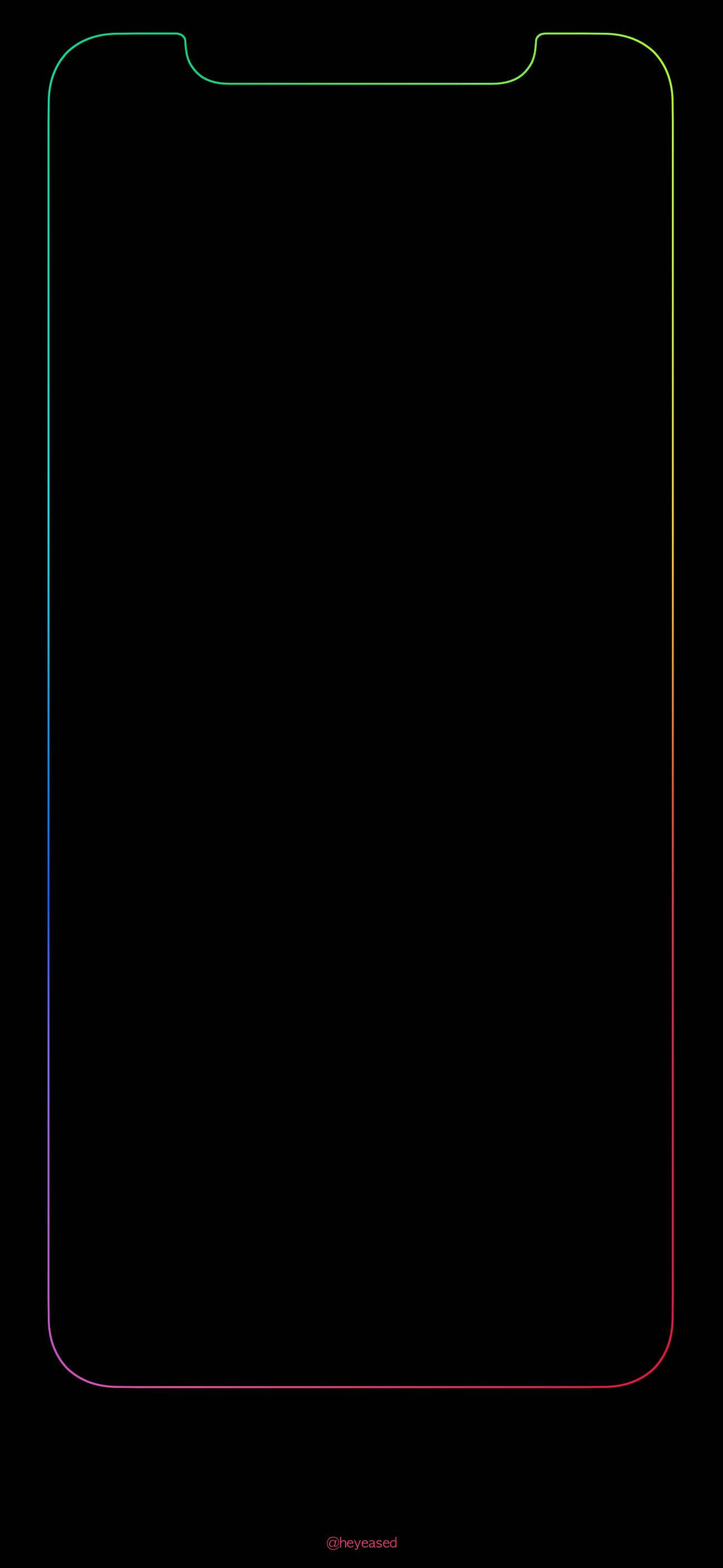 Pure Black HD Phone, rainbow gradient, glowing, 2K Phone Wallpaper
