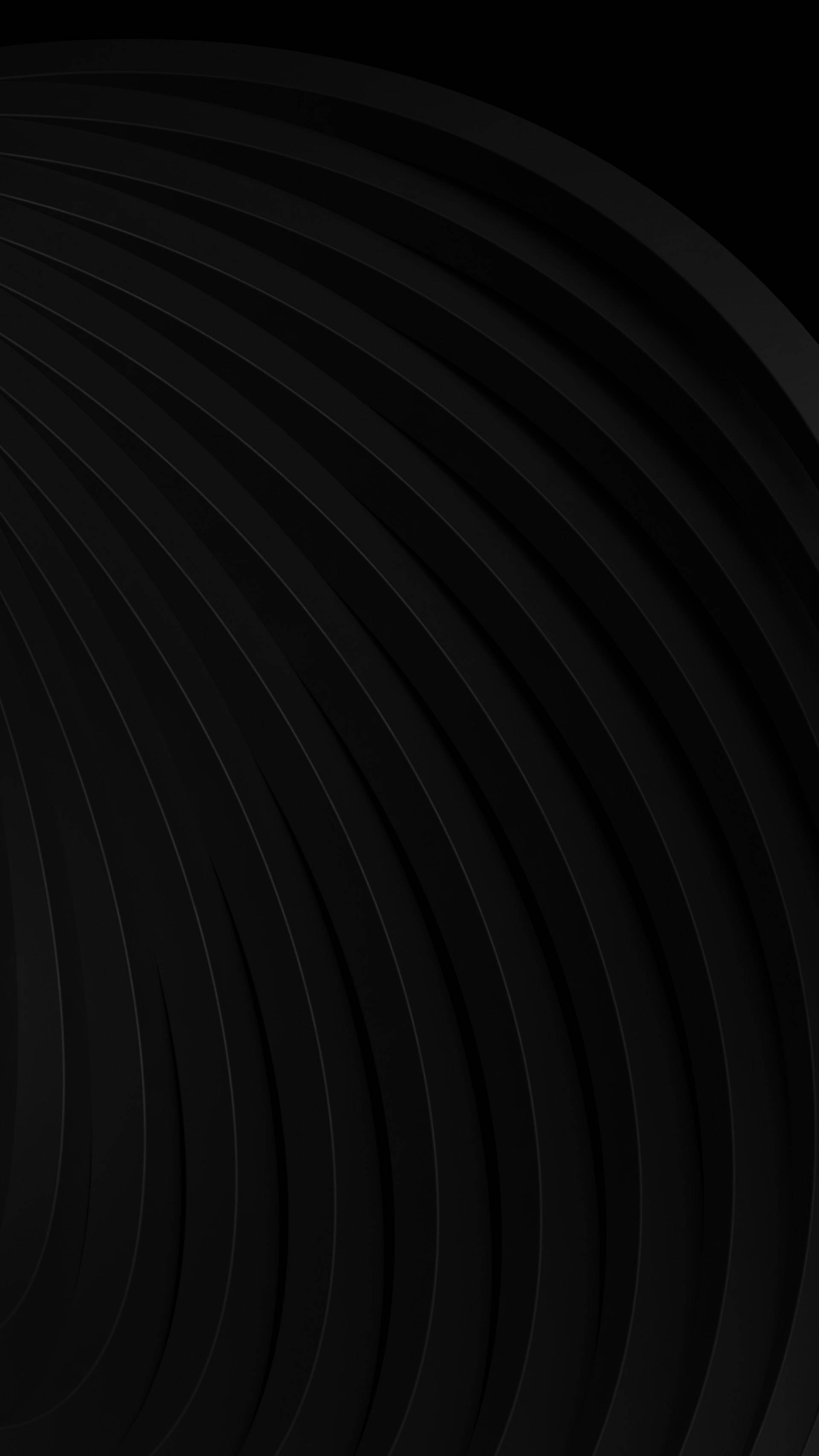 Pure Black HD Phone, abstract curves, concentric curved lines, 2K Phone Wallpaper