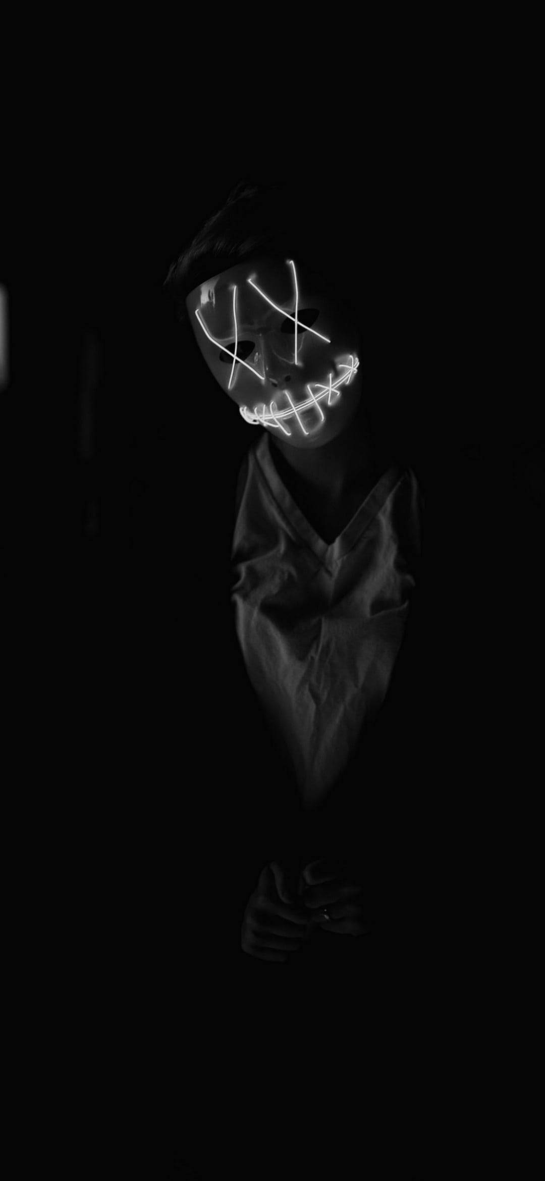 White Purge Mask, glowing white LED mask, jagged lines, Full HD Phone Wallpaper