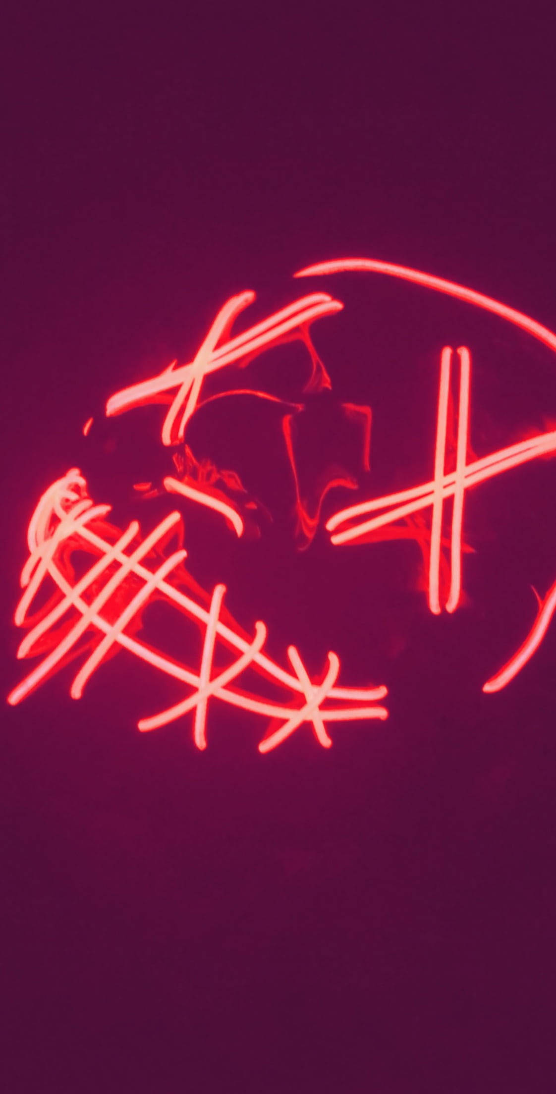 neon red purge mask, glowing red neon skull, crossed lines, Full HD Phone Wallpaper