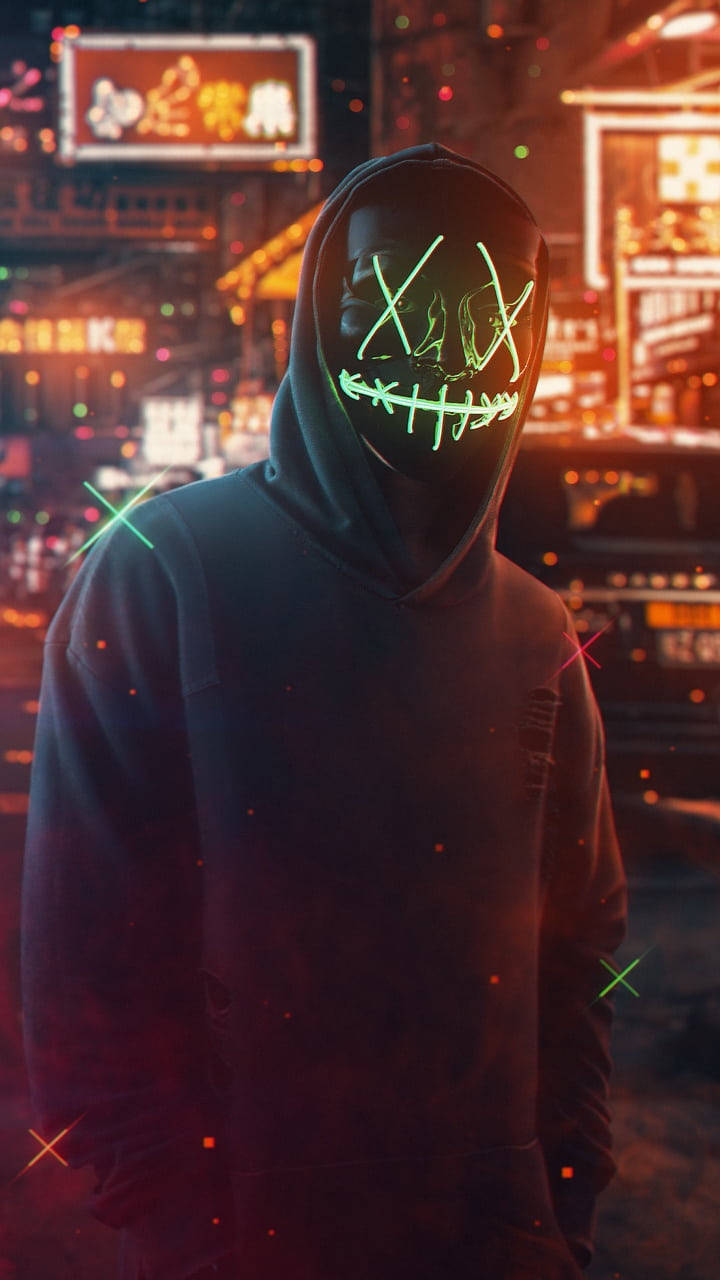 Purge Mask, green, orange, HD Phone Wallpaper