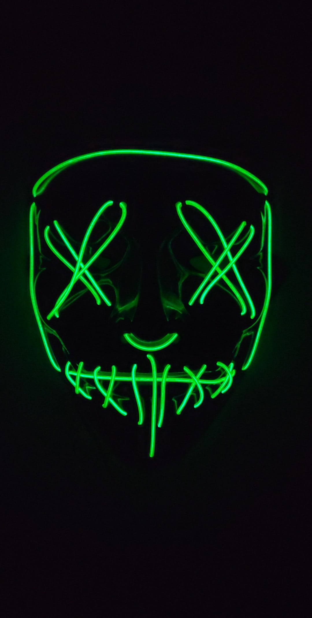 Purge Mask, neon green, LED mask, Full HD Phone Wallpaper