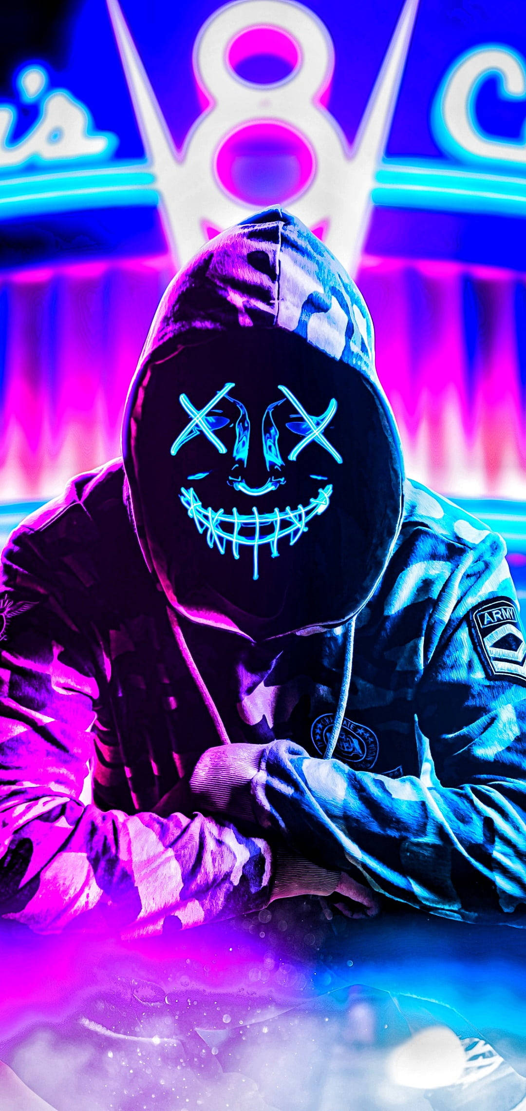 Purge Mask, blue, pink, Full HD Phone Wallpaper