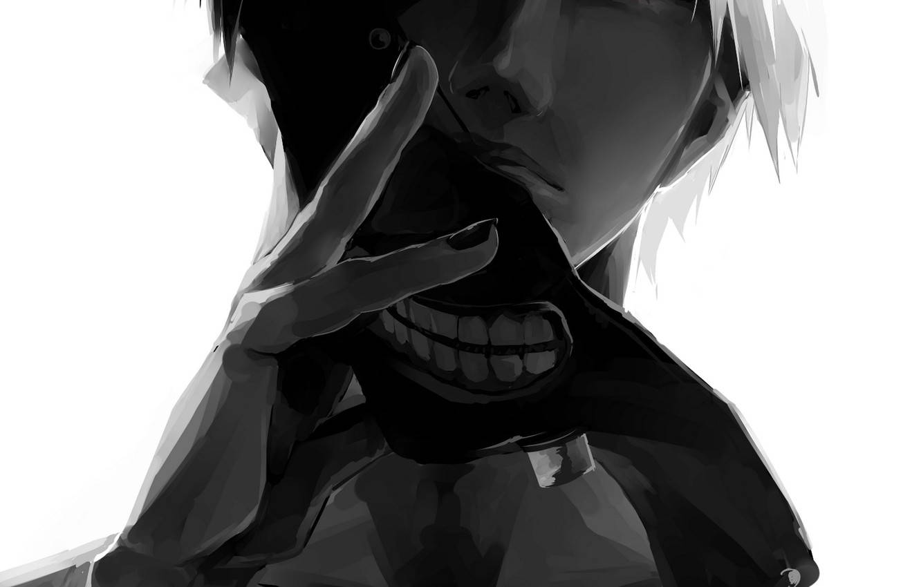 anime boy, dark kaneki mask, spiky hair, HD Desktop Wallpaper