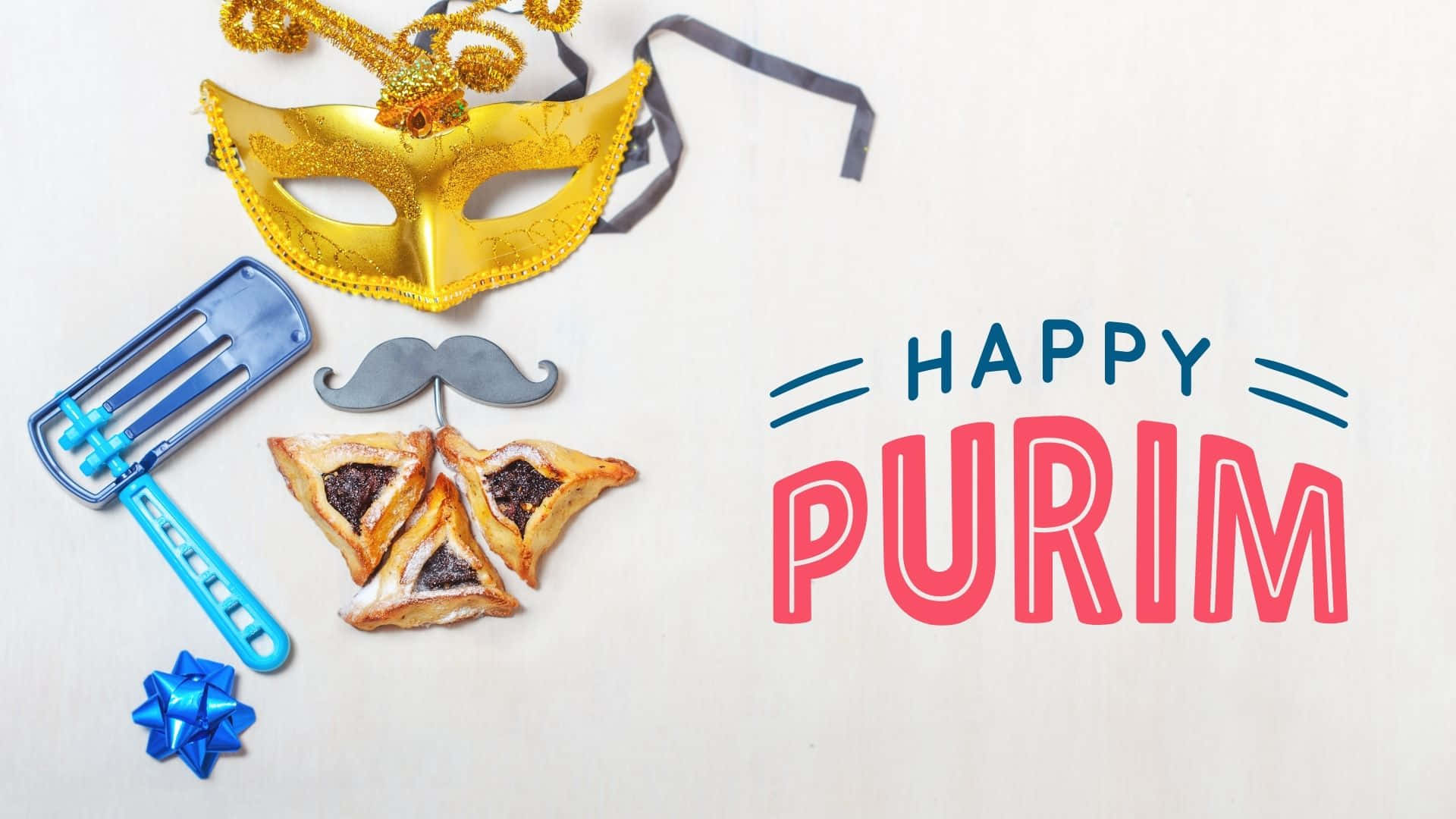 Purim, golden mask, hamantaschen, Full HD Desktop Wallpaper