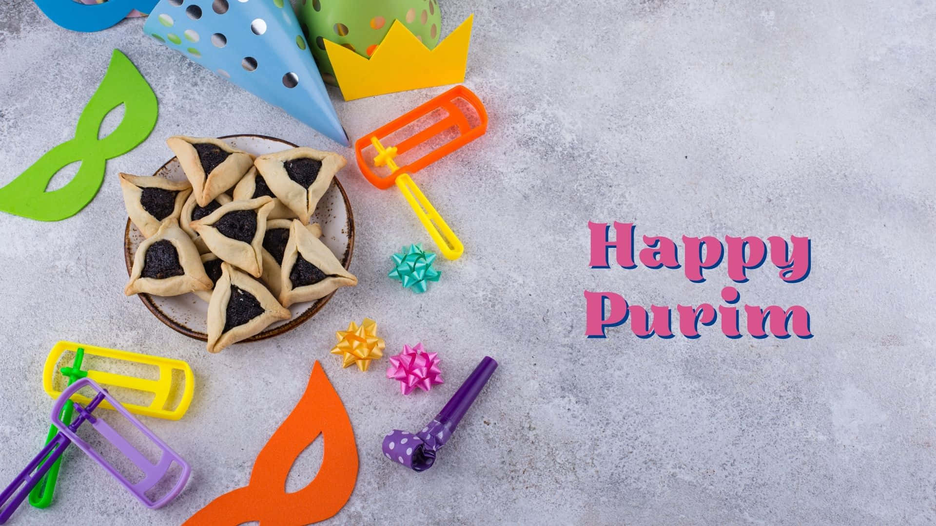 Purim, hamantaschen, masks, Full HD Desktop Wallpaper