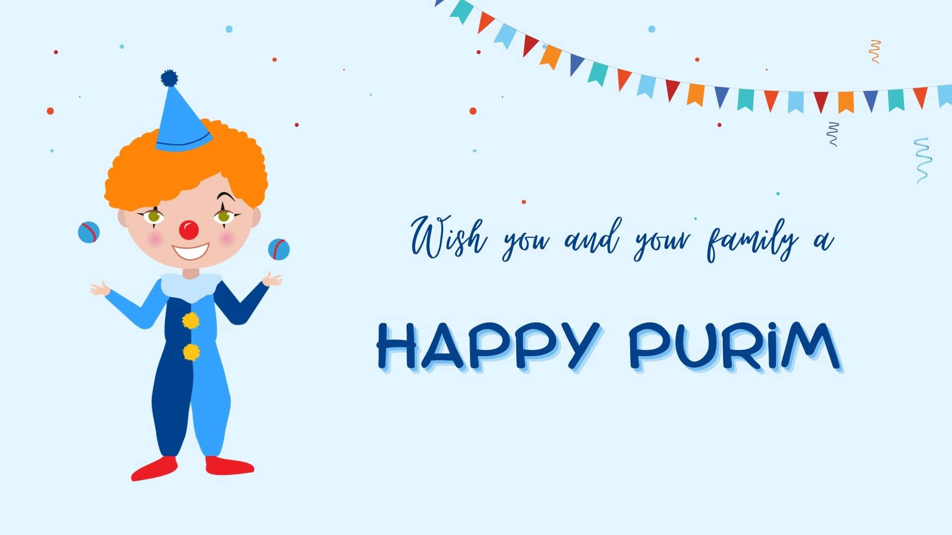 Purim, cartoon clown, orange hair, Full HD Desktop Wallpaper
