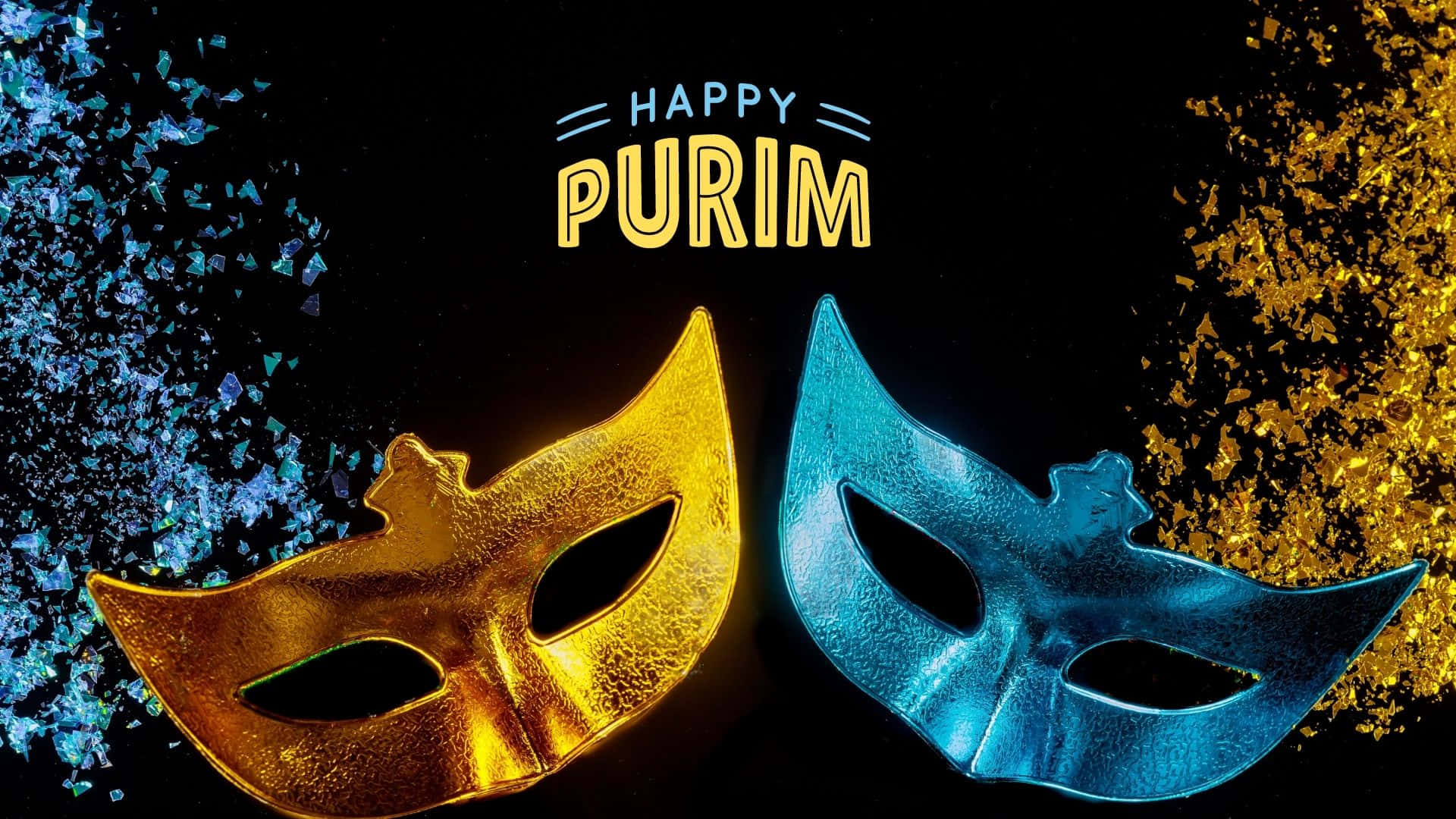 Purim, gold, blue, Full HD Desktop Wallpaper